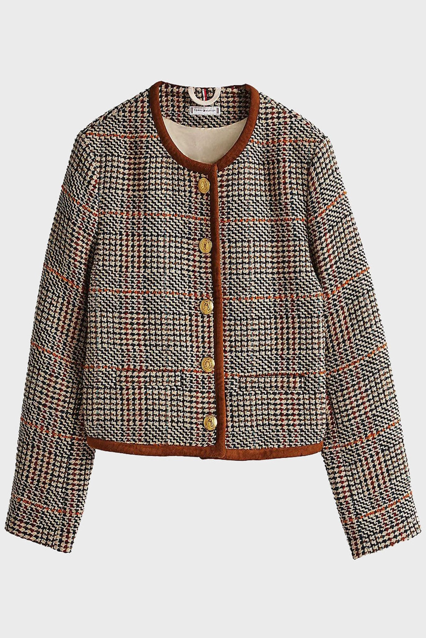 Женский твидовый жакет TWEED WOOL MIX CHECK CREW JACKET 5