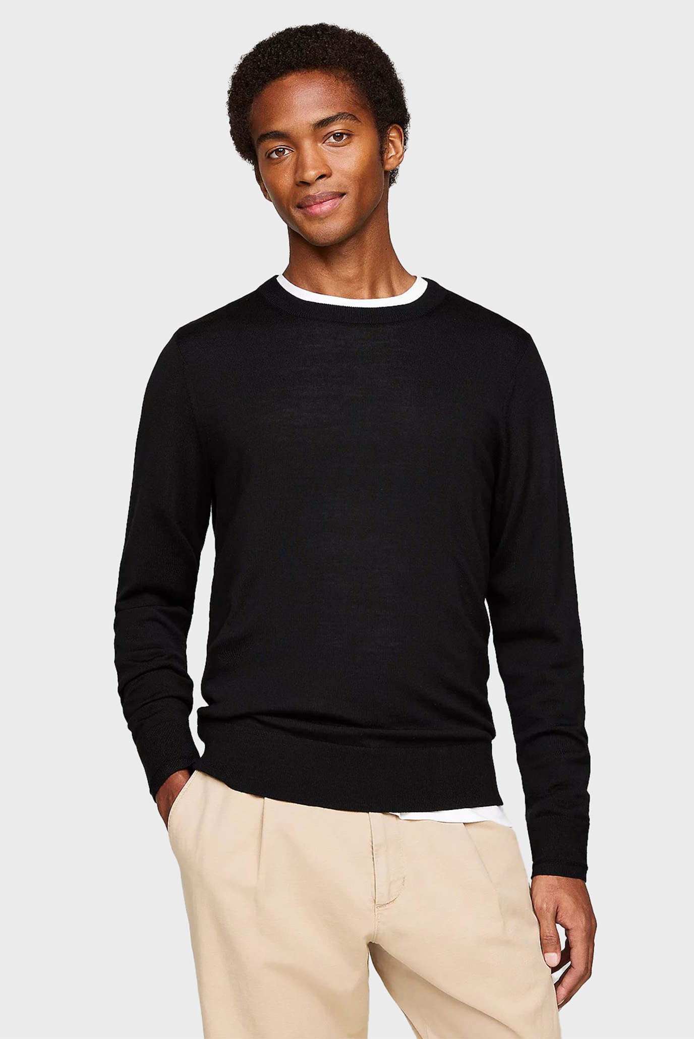 Мужской черный шерстяной джемпер FINE GAUGE MERINO CREW NK 6