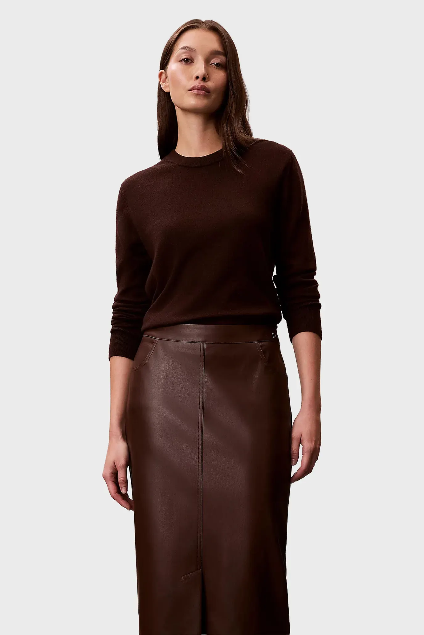 Юбка Faux Leather Midi Skirt 5