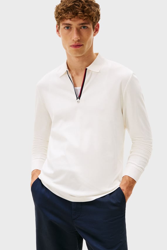 Поло с длинным рукавом LS ZIP INTERLOCK REG POLO Tommy Hilfiger Поло с длинным рукавом LS ZIP INTERLOCK REG POLO Tommy Hilfiger