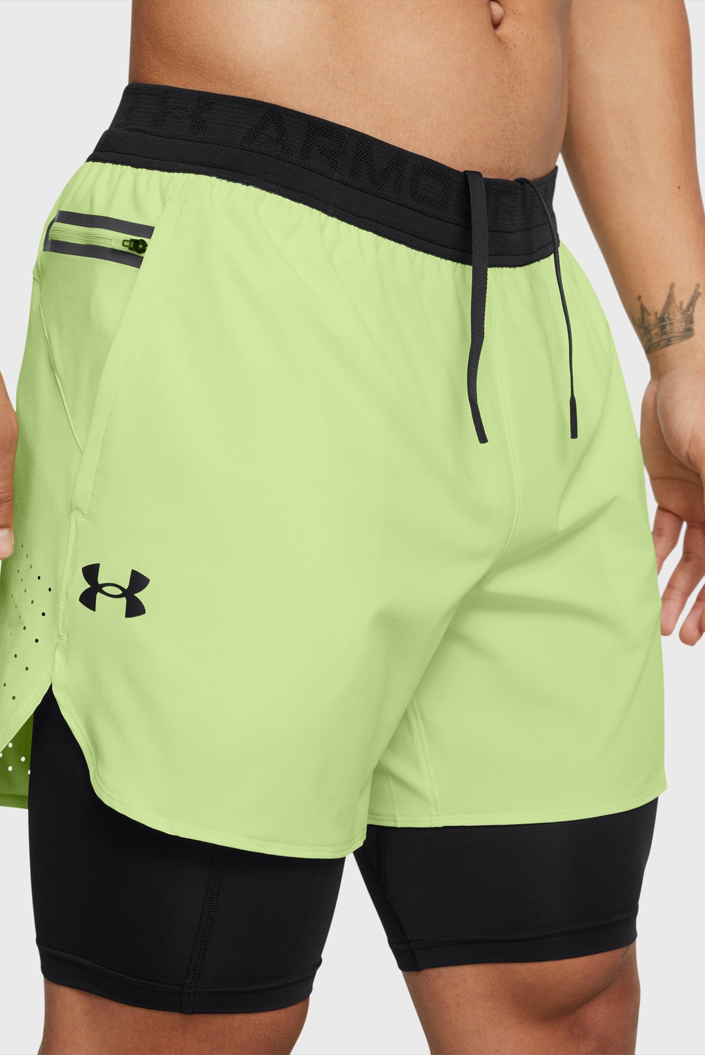 Мужские салатовые шорты UA Peak Woven 2in1 Sts 4