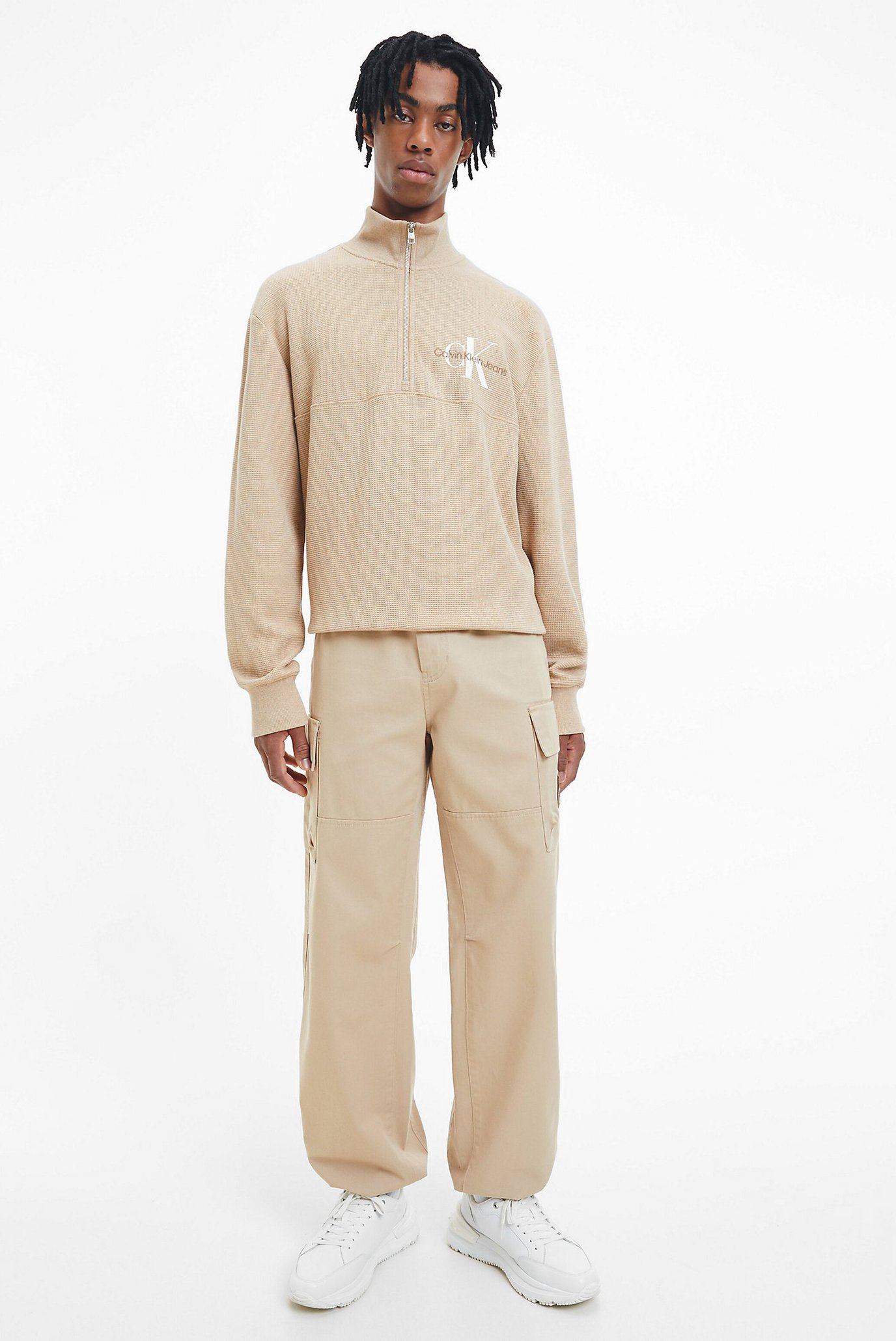 Мужская бежевая спортивная кофта MONOLOGO WAFFLE 2