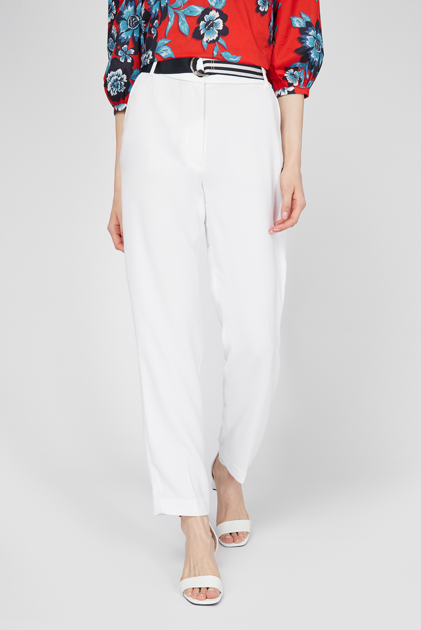 Женские белые брюки CREPE BELTED TAPERED ANKLE PANT 6