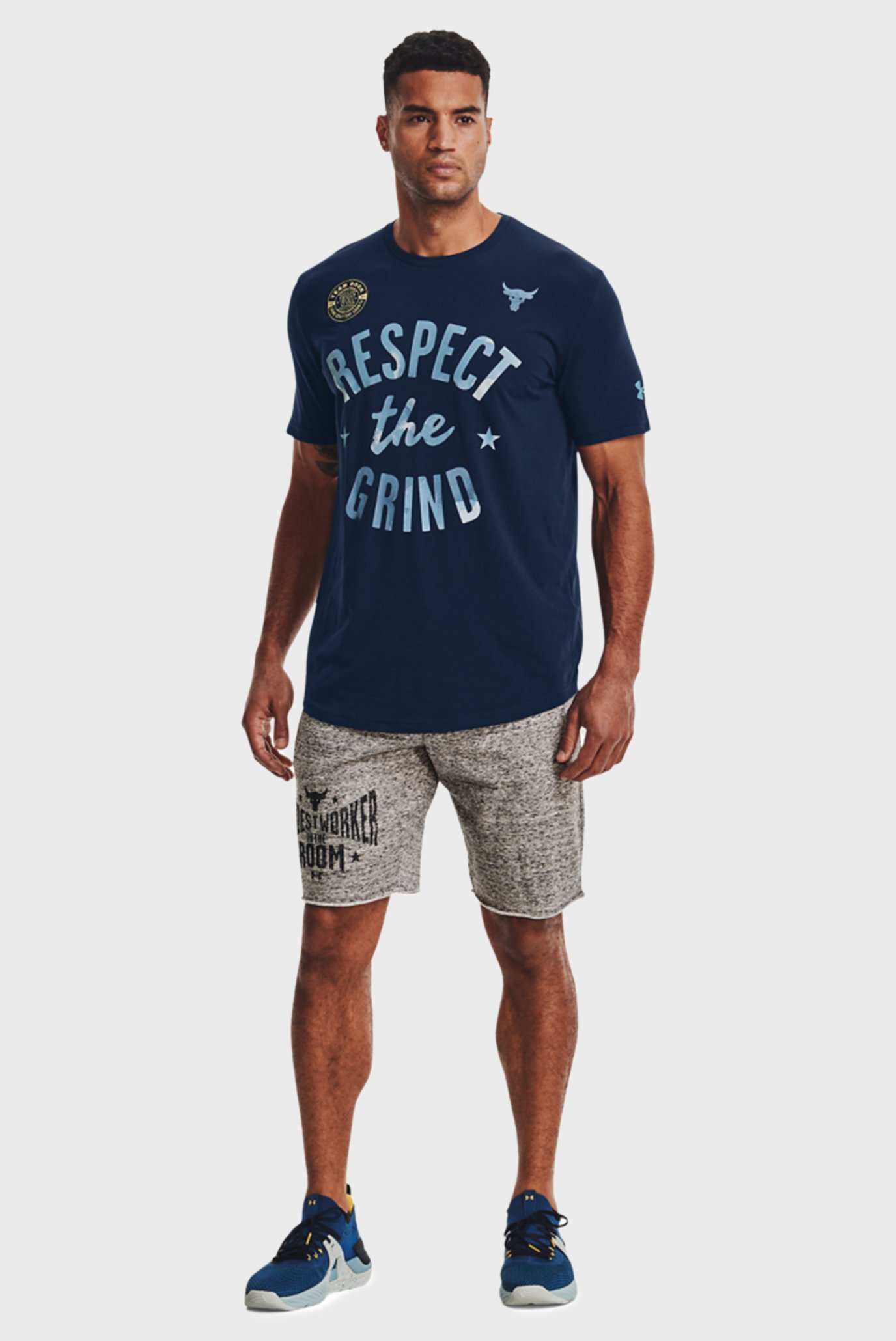 Мужская синяя футболка UA Pjt Rock The Grind SS 2