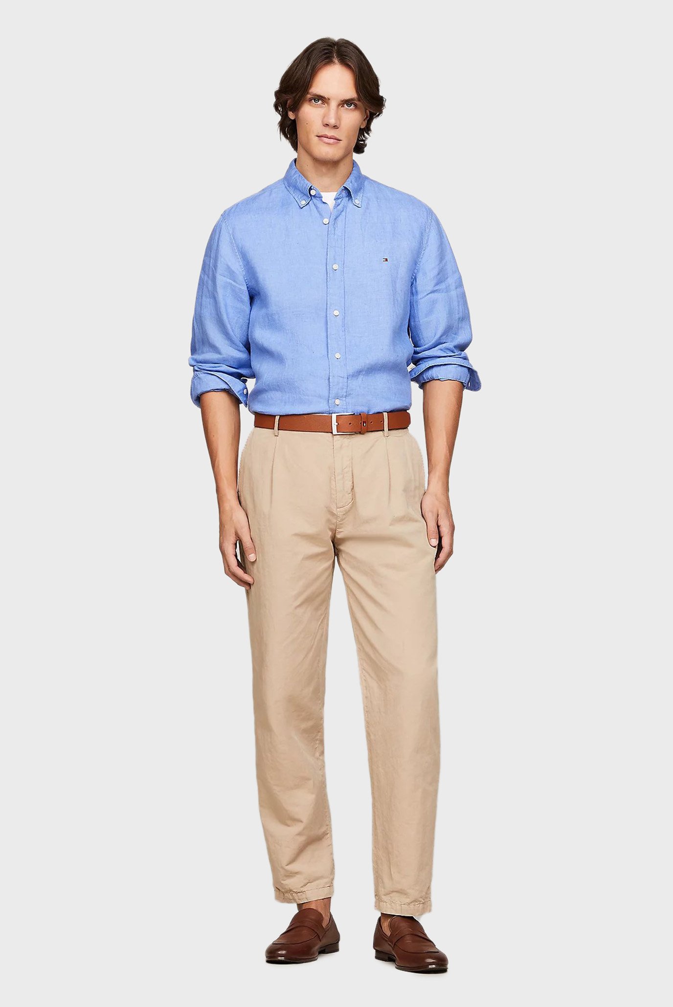Мужская голубая льняная рубашка PIGMENT DYED LI SOLID RF 2