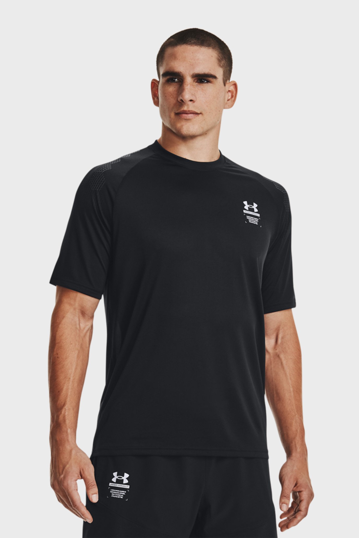 Мужская черная футболка UA Armourprint SS-BLK 1