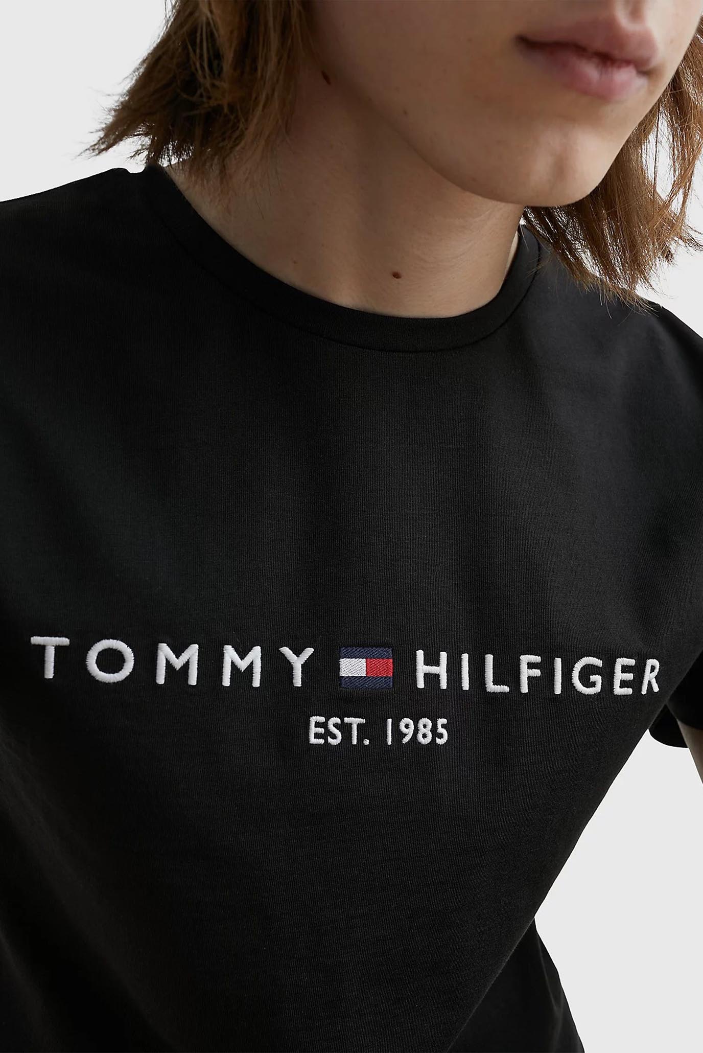 Мужская черная футболка CORE TOMMY LOGO TEE 4