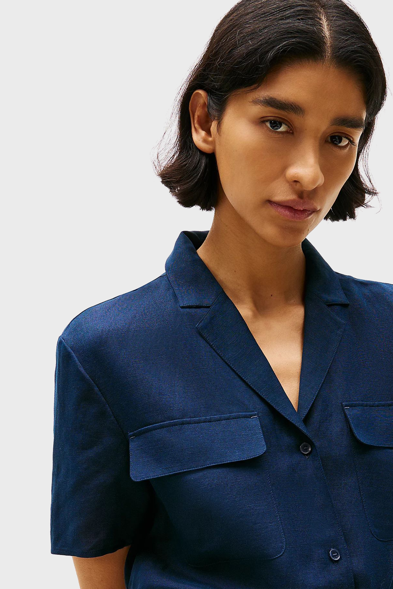 Женское темно-синее льяное платье TEXTURED 2