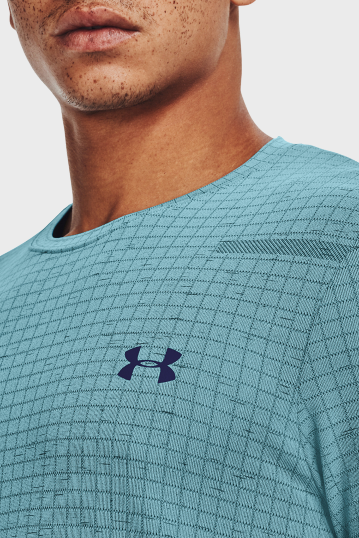 Мужская голубая футболка в клетку UA Seamless Grid SS 10