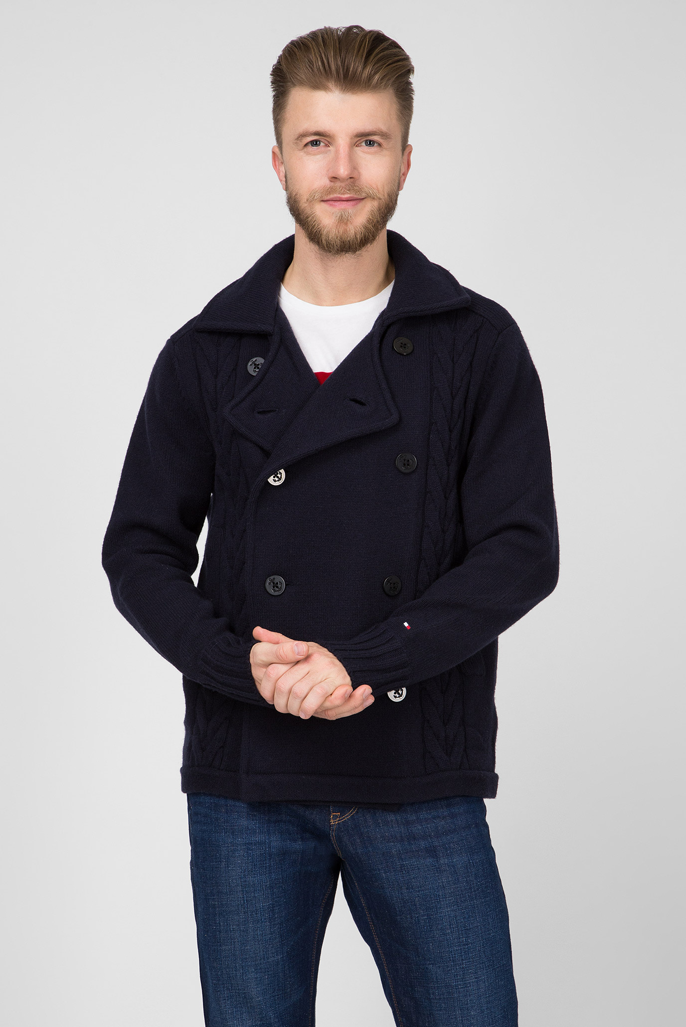 Мужское темно-синее полупальто 6