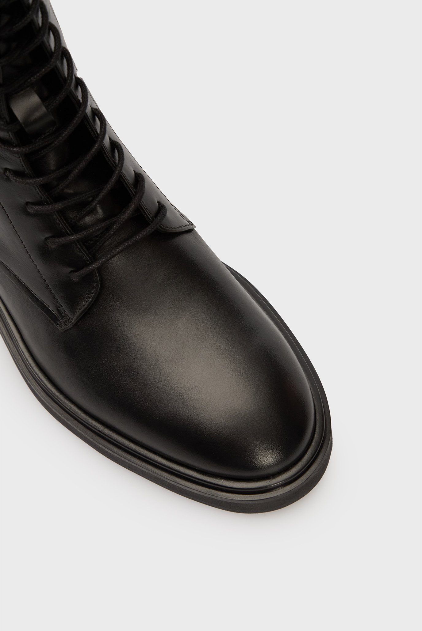 Женские черные кожаные ботинки FLAT MID LACE UP BOOTCalvin Klein Женские черные кожаные ботинки FLAT MID LACE UP BOOT 4