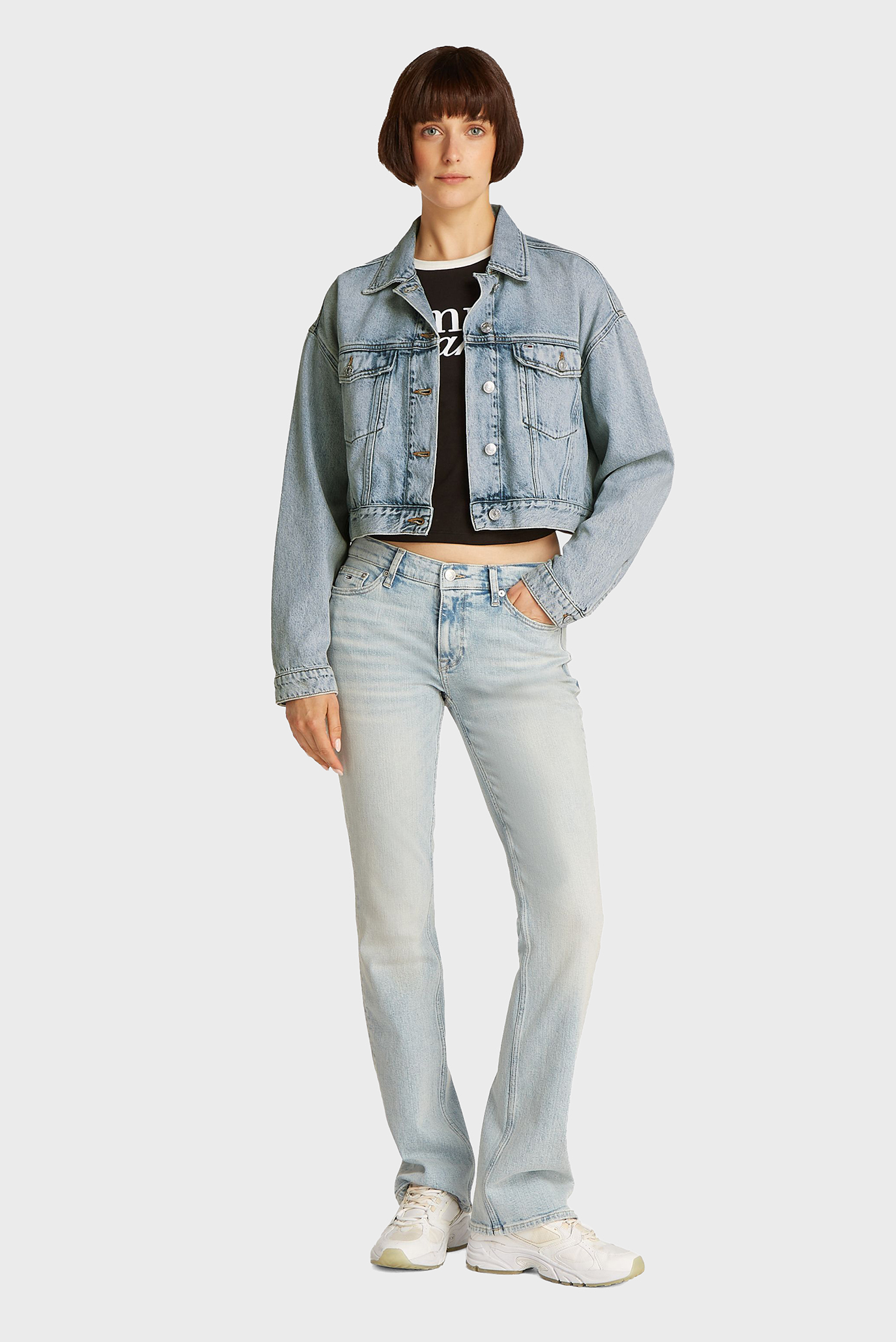 Женская голубая джинсовая куртка CROP TRUCKER 4