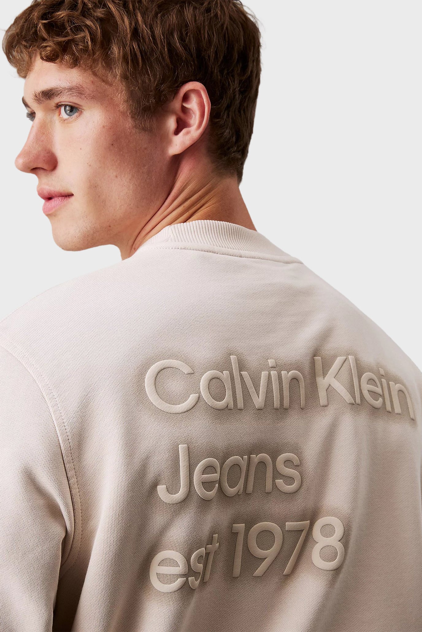 Мужской бежевый свитшот WASHED PUFF PRINT CREW NECK 2