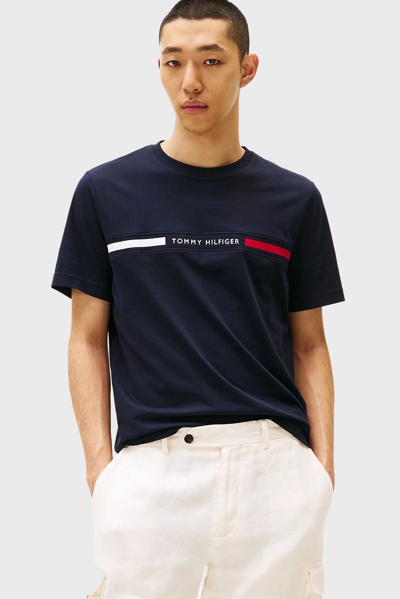 Мужская темно-синяя футболка HILFIGER CHEST INSERT 1