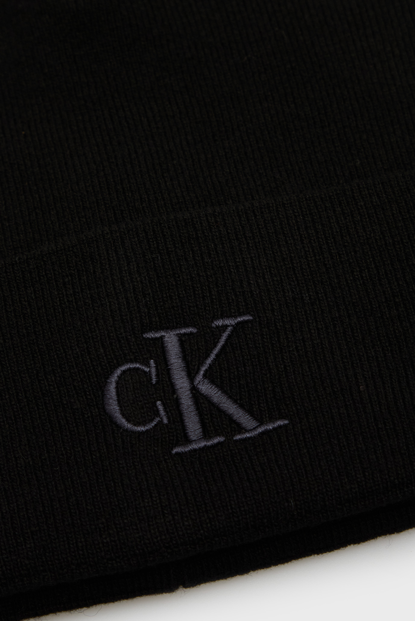 Мужская черная шерстяная шапка THICK EMBROIDERY BEANIE 4