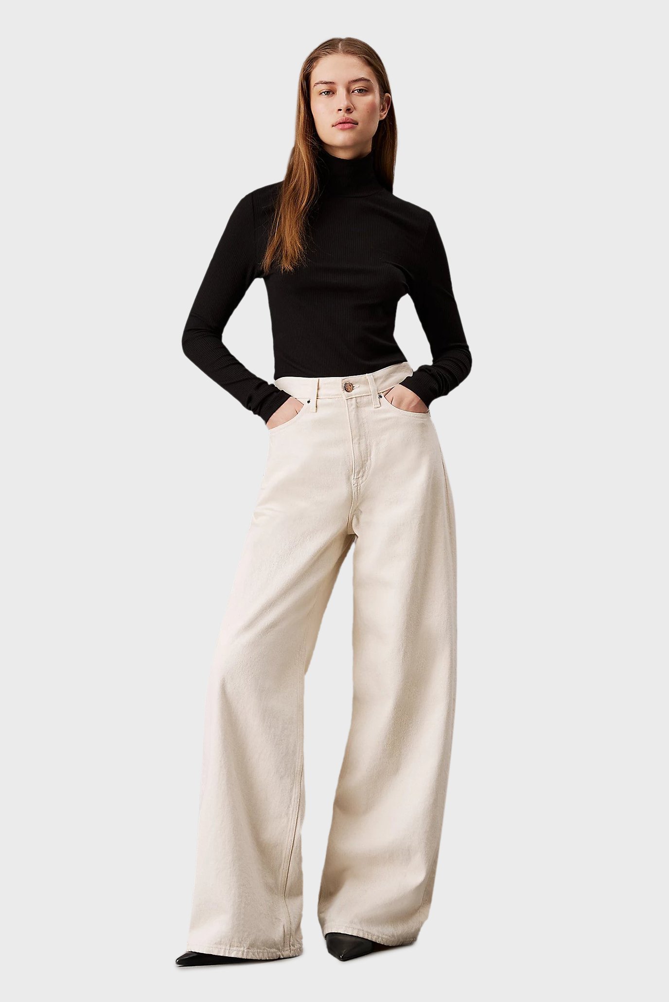 Женский черный гольф MODAL RIB MOCK-NECK TOP 2