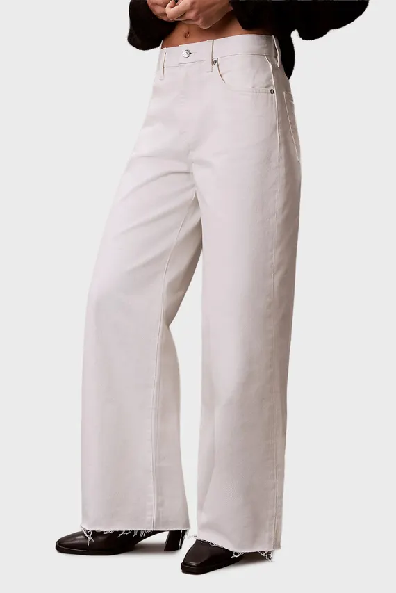 Джинсы THE WIDE LEG RAW HEM CHALK WHITE Calvin Klein Jeans