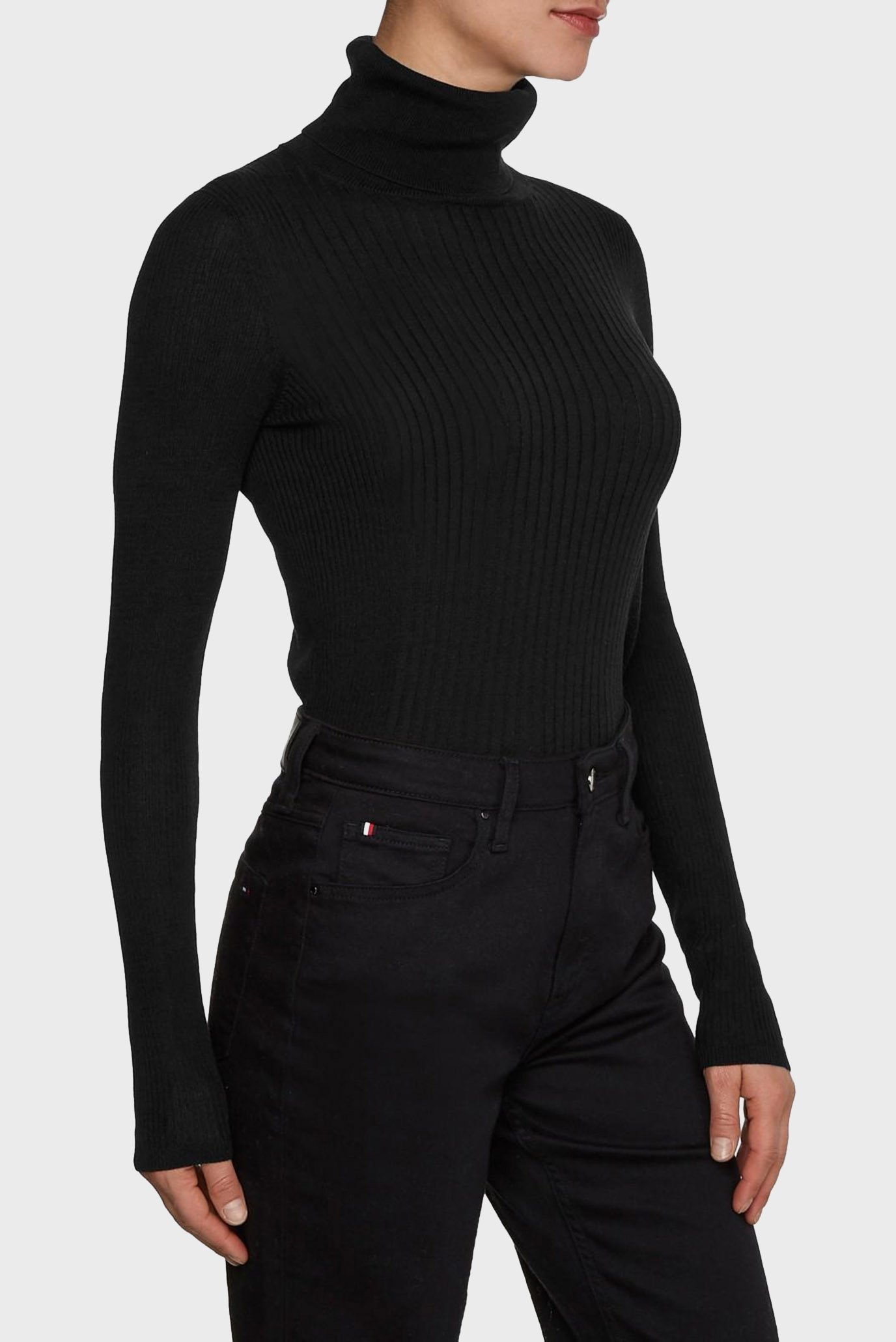 Женский черный гольф LYOCELL SILK ROLL-NK SWEATER 7