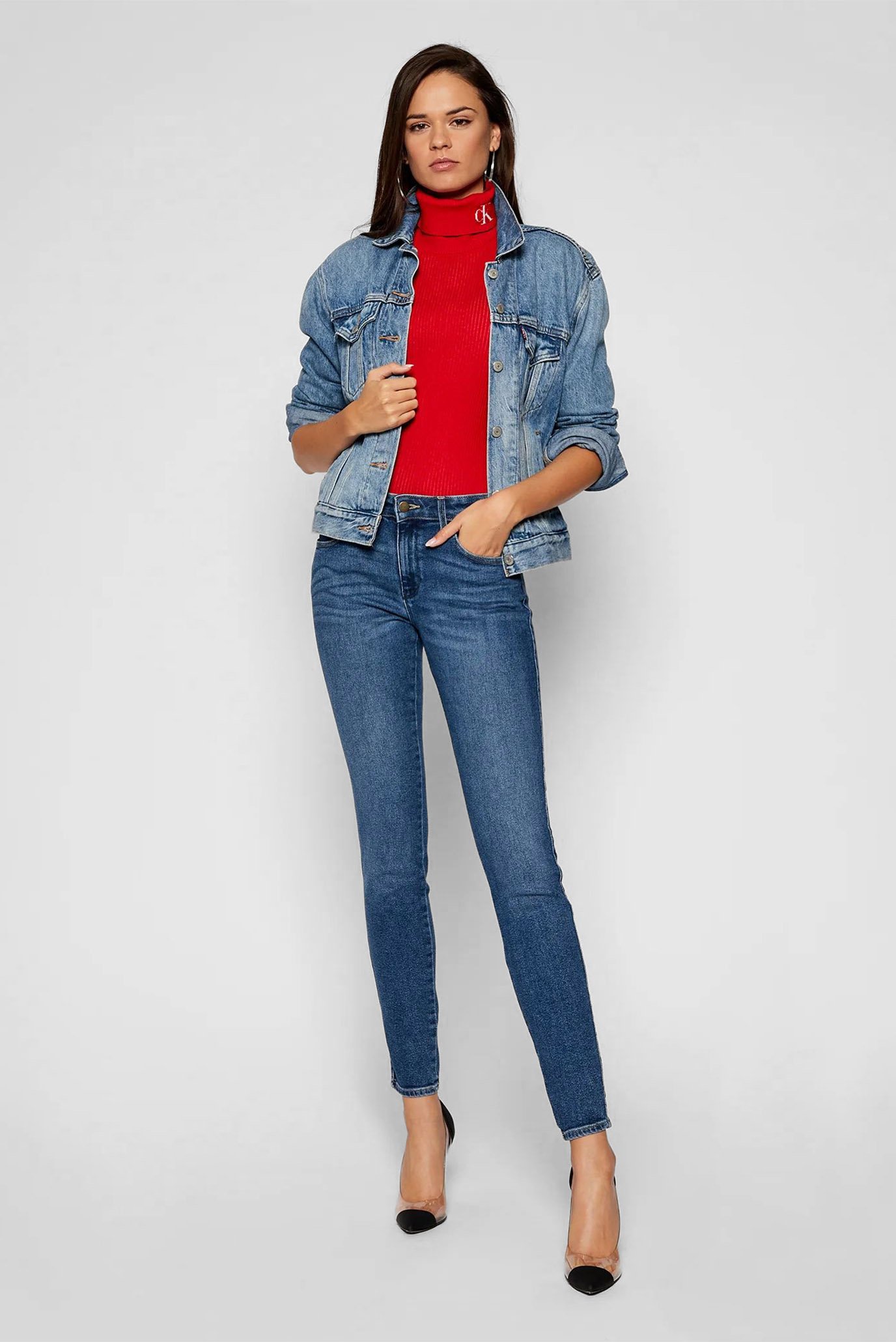 Свитер/RIB ROLL NECK WITH CK 2