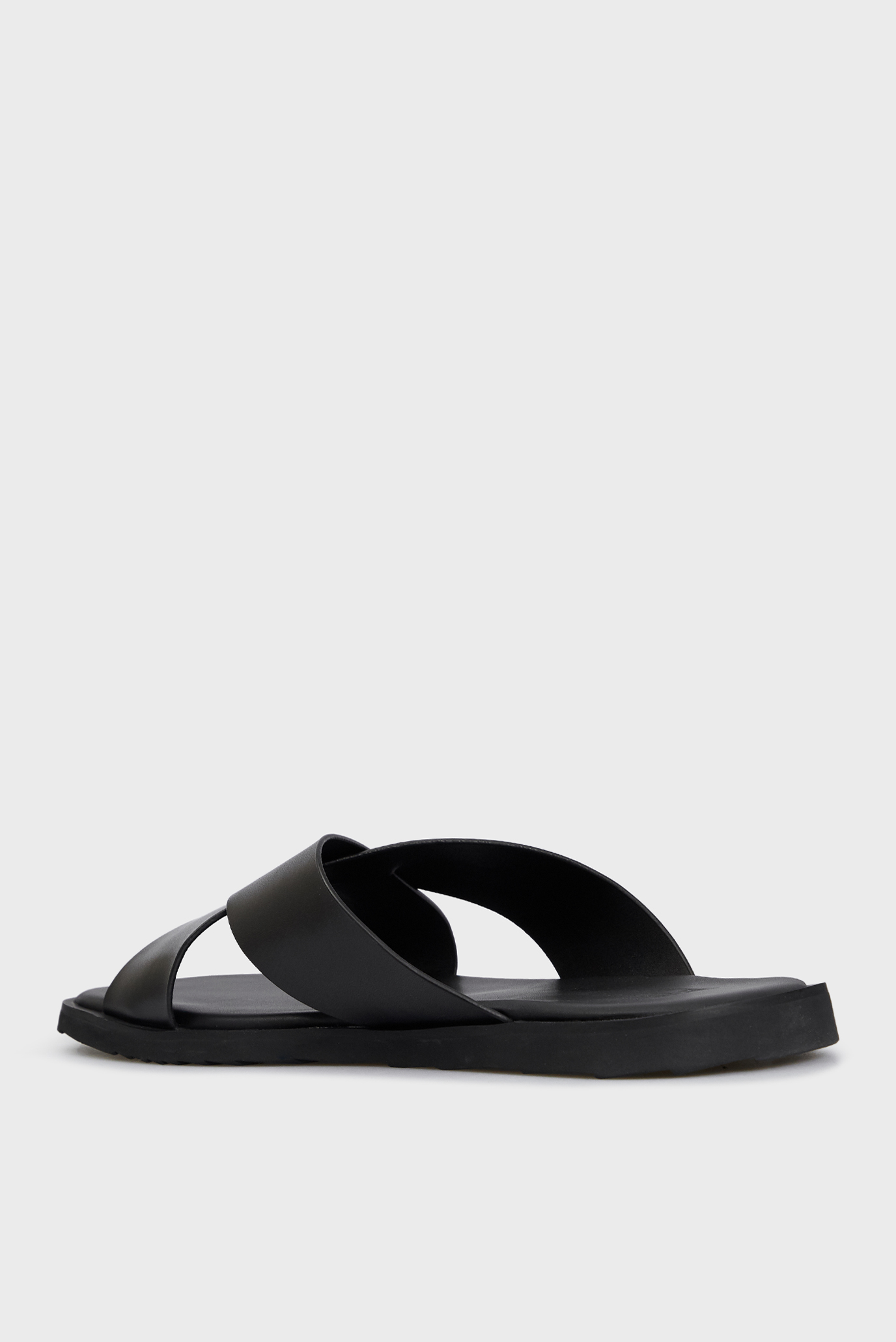 Мужские черные кожаные слайдеры 10