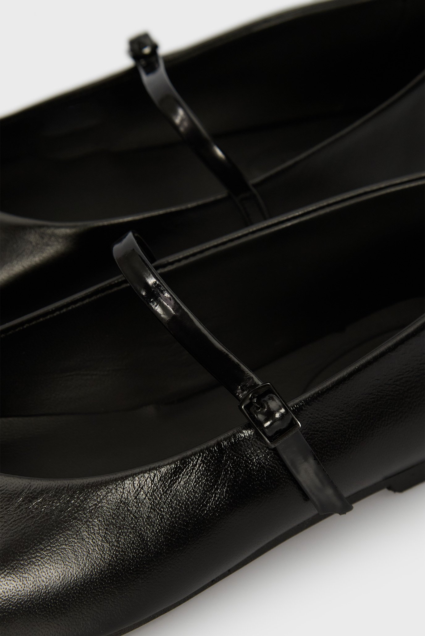 Женские черные кожаные балетки MARY JANE BALLERINA - LTH 2