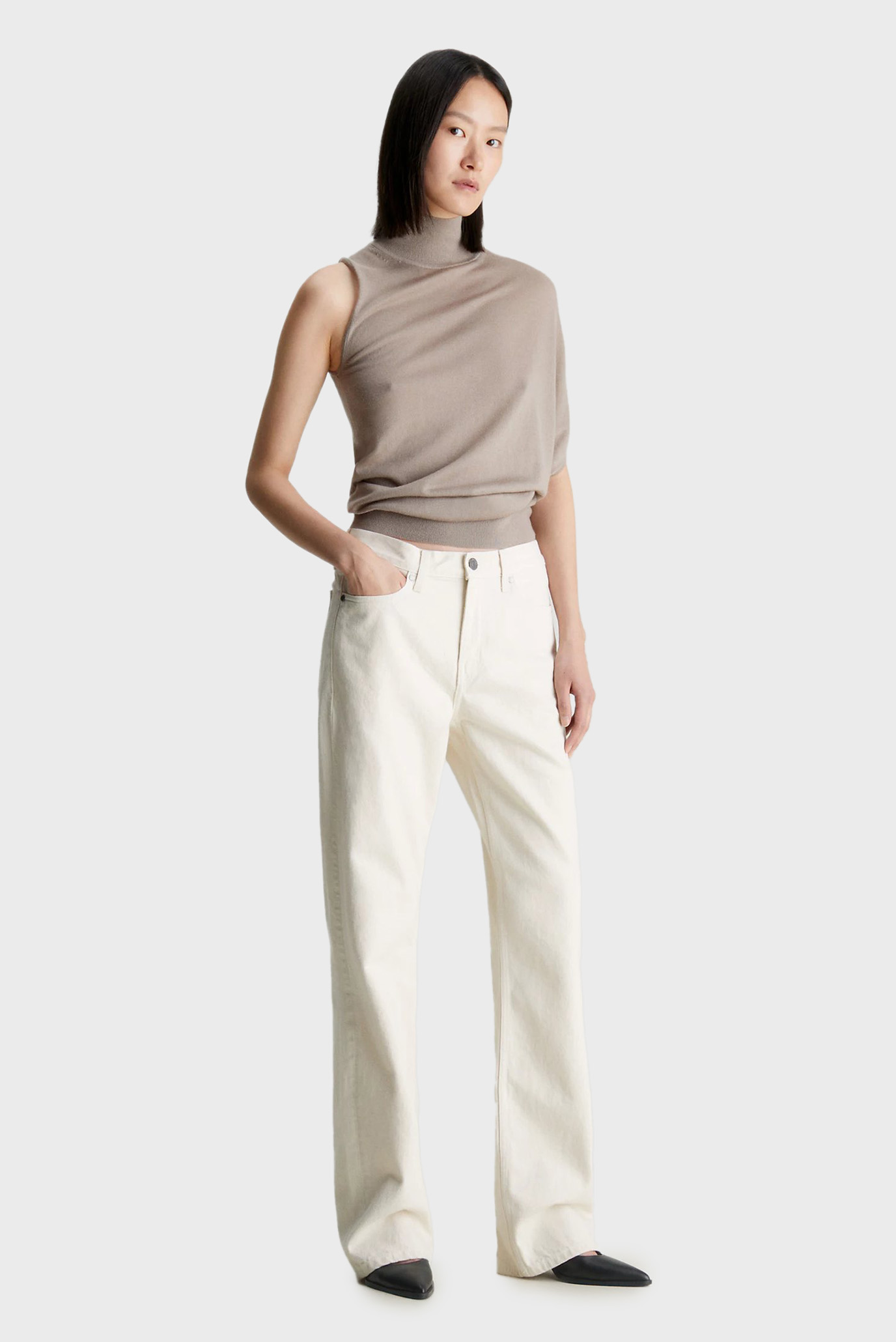 Женские белые джинсы MID RISE RELAX BOOTCUT ECRU 2