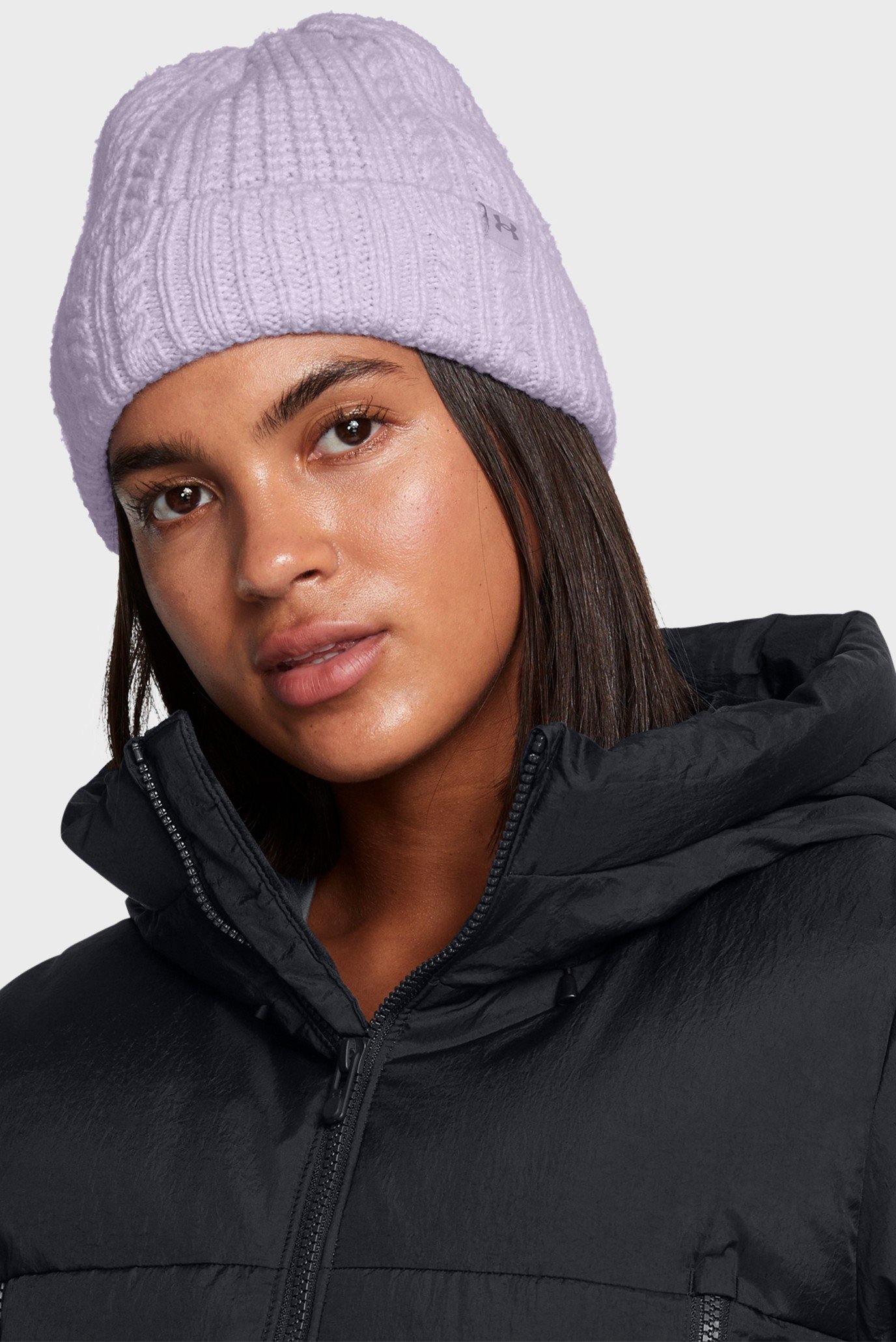 Женская сиреневая шапка W Halftime Cable Knit Beanie 2