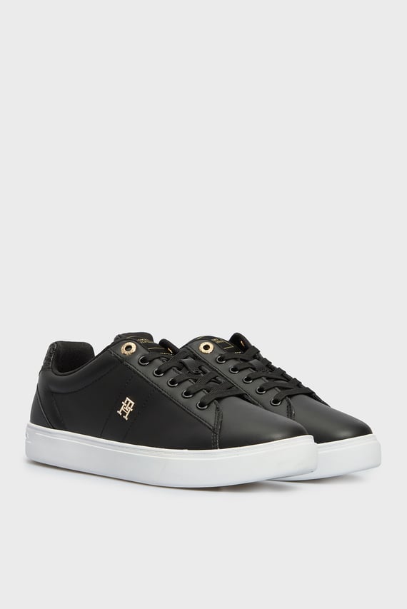 Женские черные кожаные сникерсы ELEVATED ESSENT SNEAKER MONOGRAM