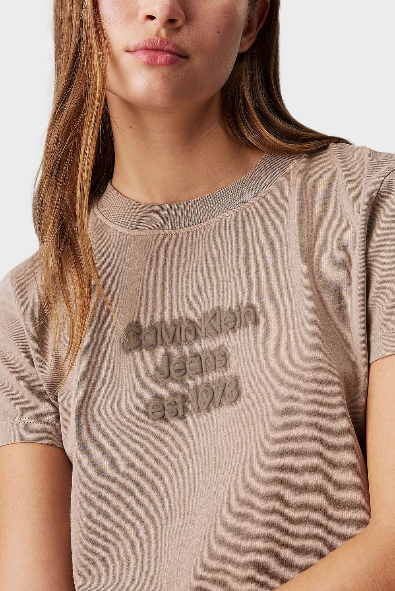 Женская бежевая футболка WASHED PUFF PRINT 2