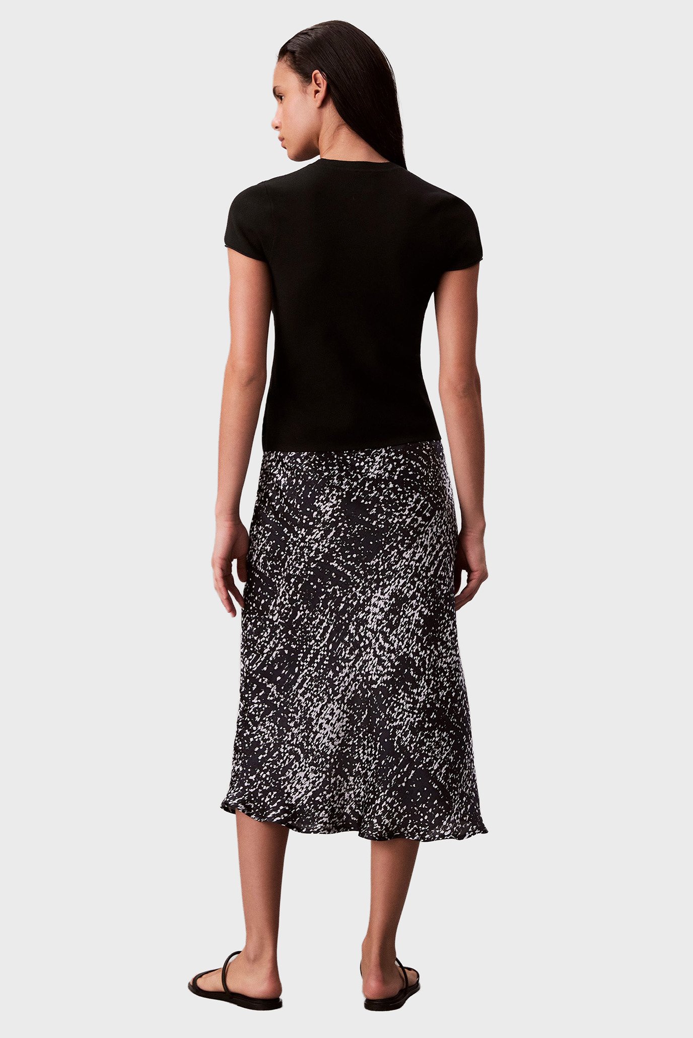 Юбка/Textured Satin Print Midi Skirt 3