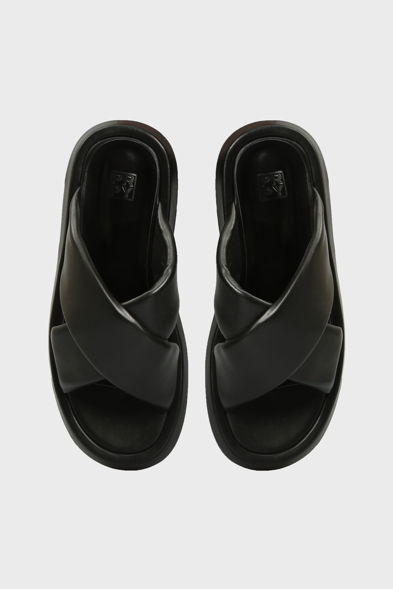 Женские черные кожаные слайдеры Monza 9