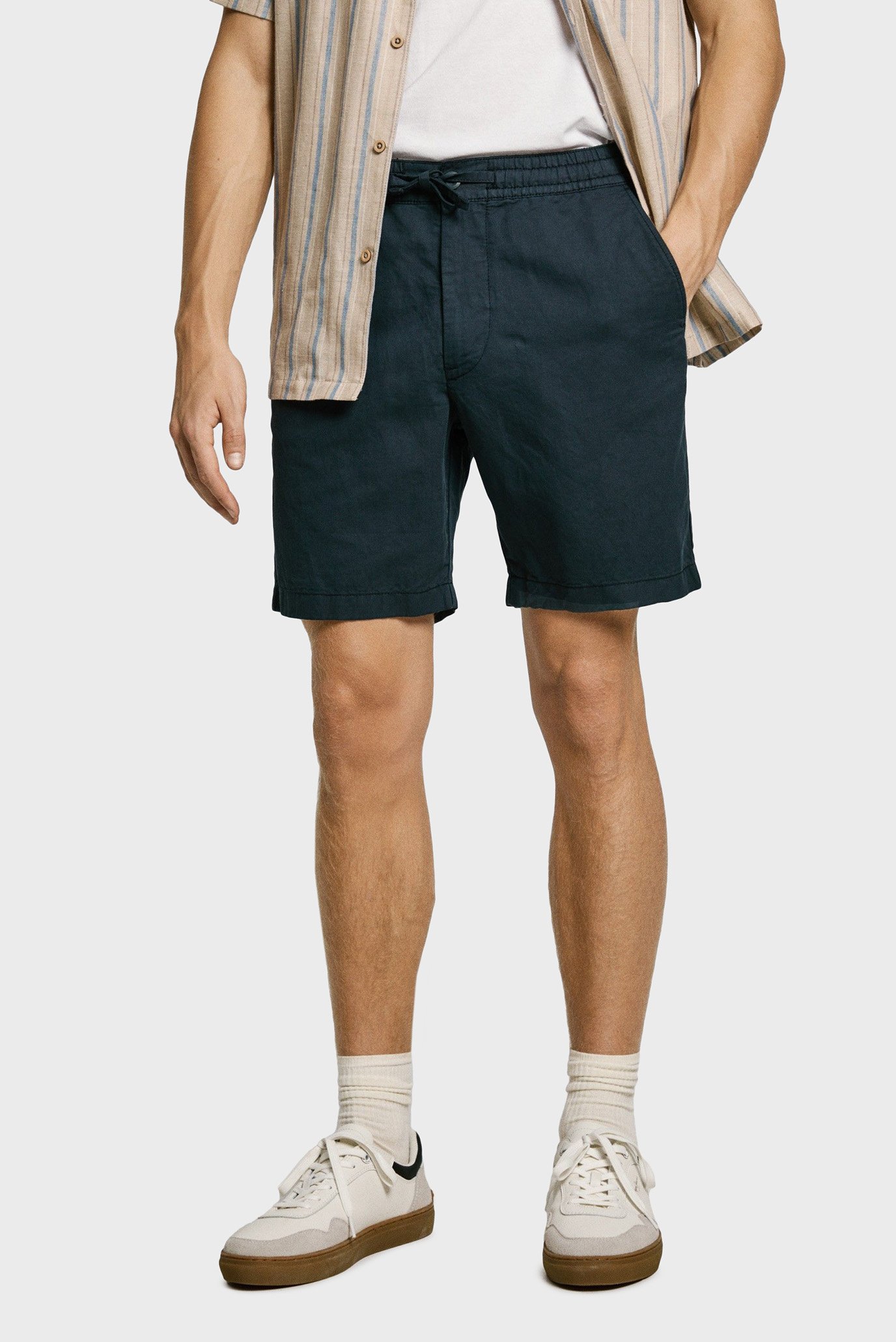 Мужские темно-синие льняные шорты RELAXED LINEN SMART 1