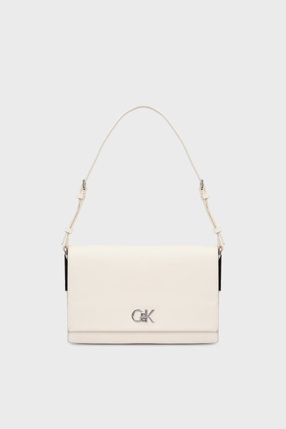 Женская белая сумка CK ELONGATED SHOULDER BAG