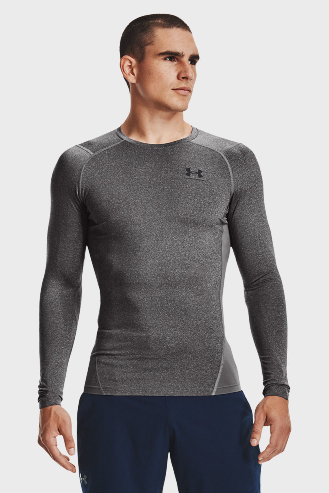 Мужской серый лонгслив UA HG Armour Comp LS 11