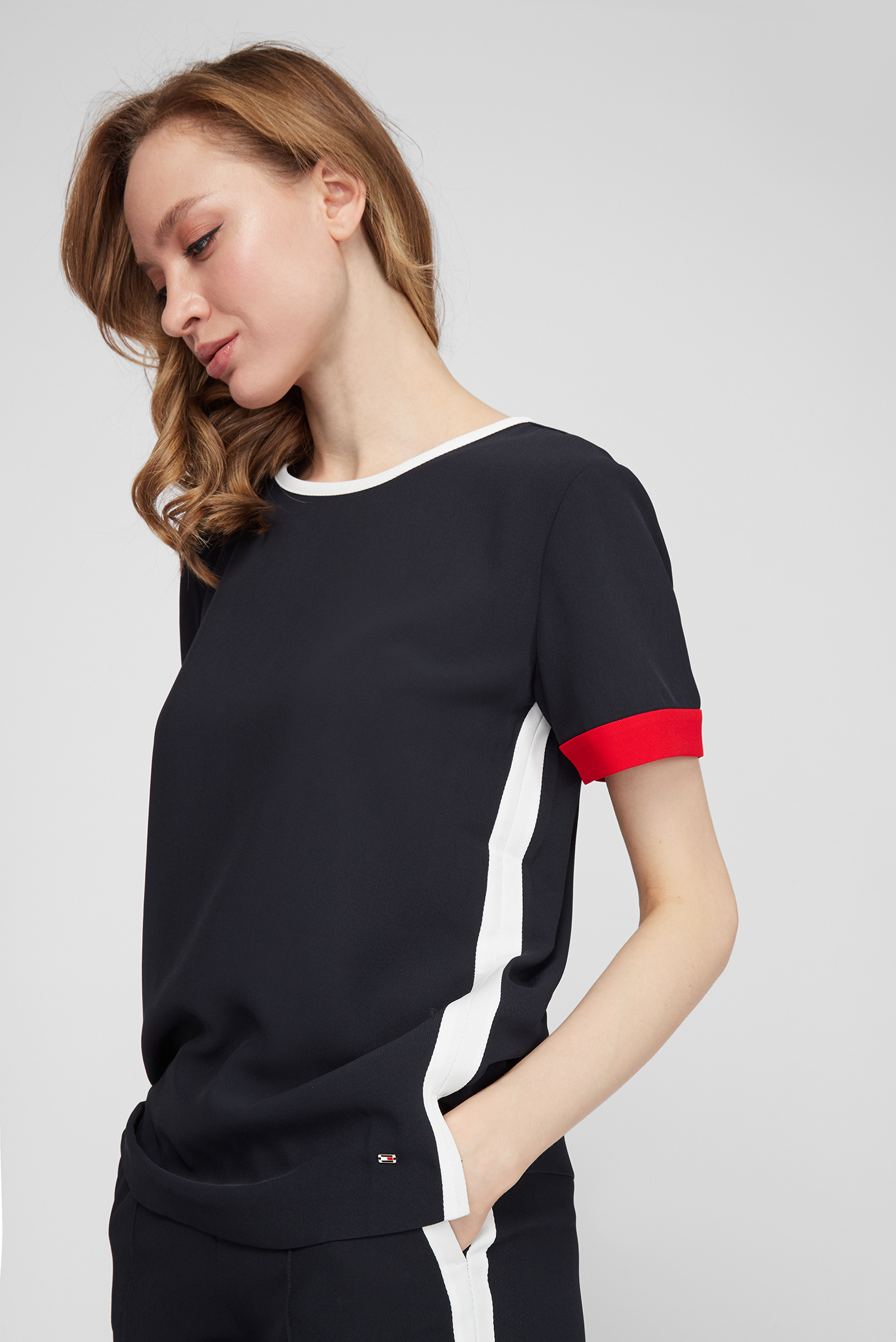 Женская темно-синяя блуза FLUID TWILL RELAXED C-NK TOP SS 10