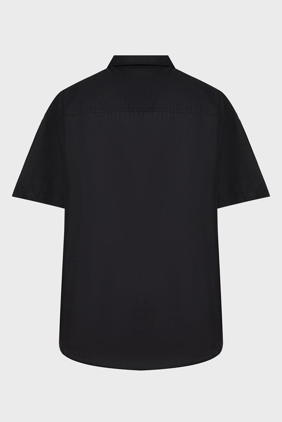 Мужская черная льняная рубашка LINEN COTTON S S SHIRT