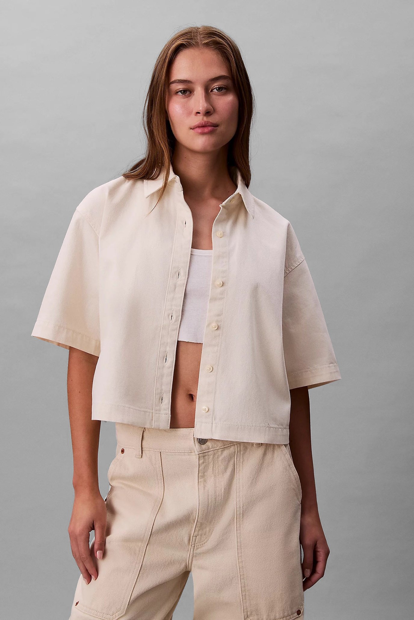 Рубашка SS DENIM SHIRT CHALK WHITE 1