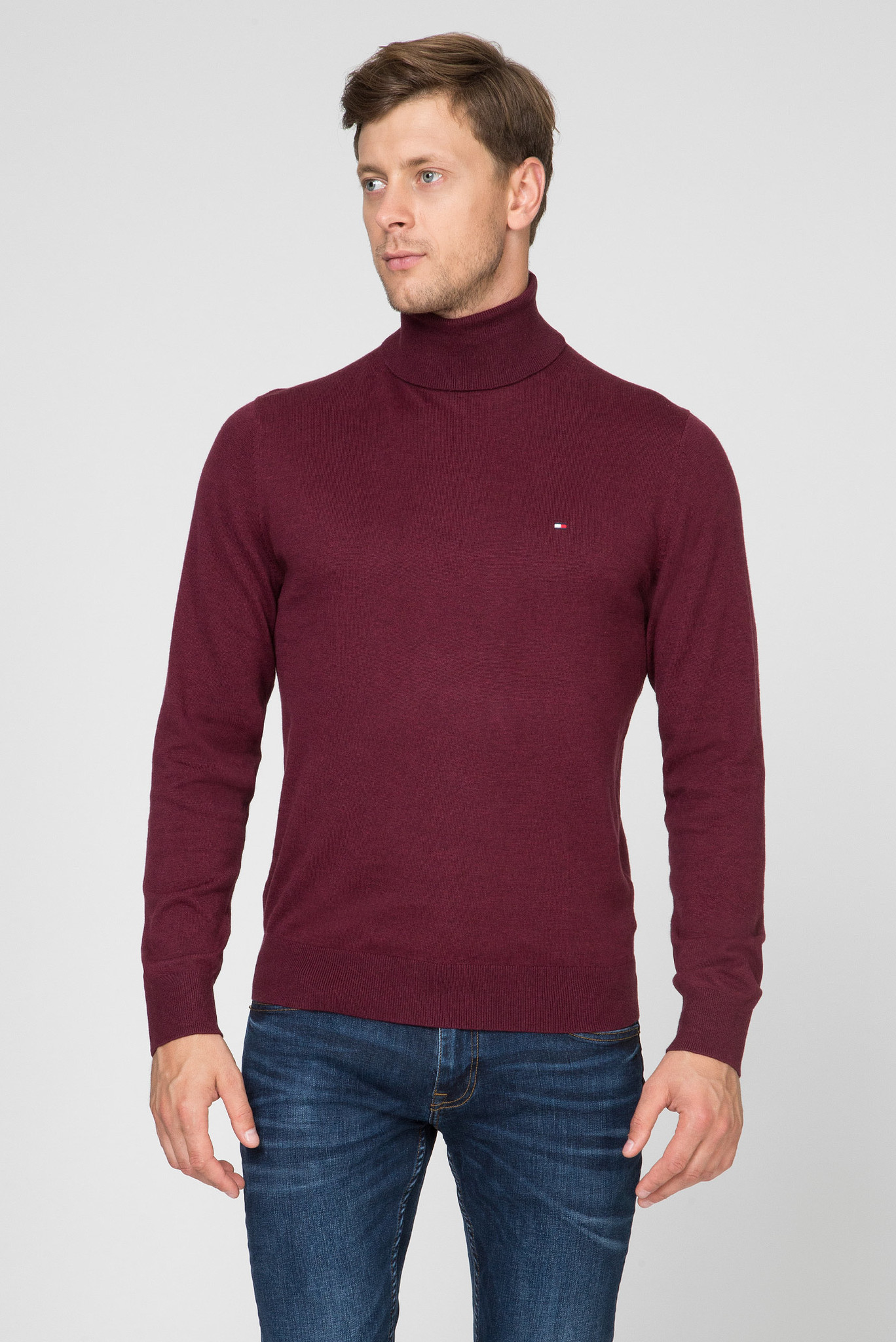 Мужской бордовый гольф ORGANIC COTTON SILK ROLL NECK 1