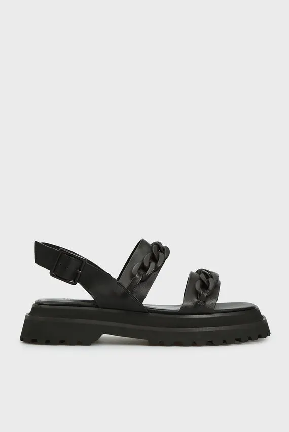 Женские черные кожаные сандалии Sicilia PRPY