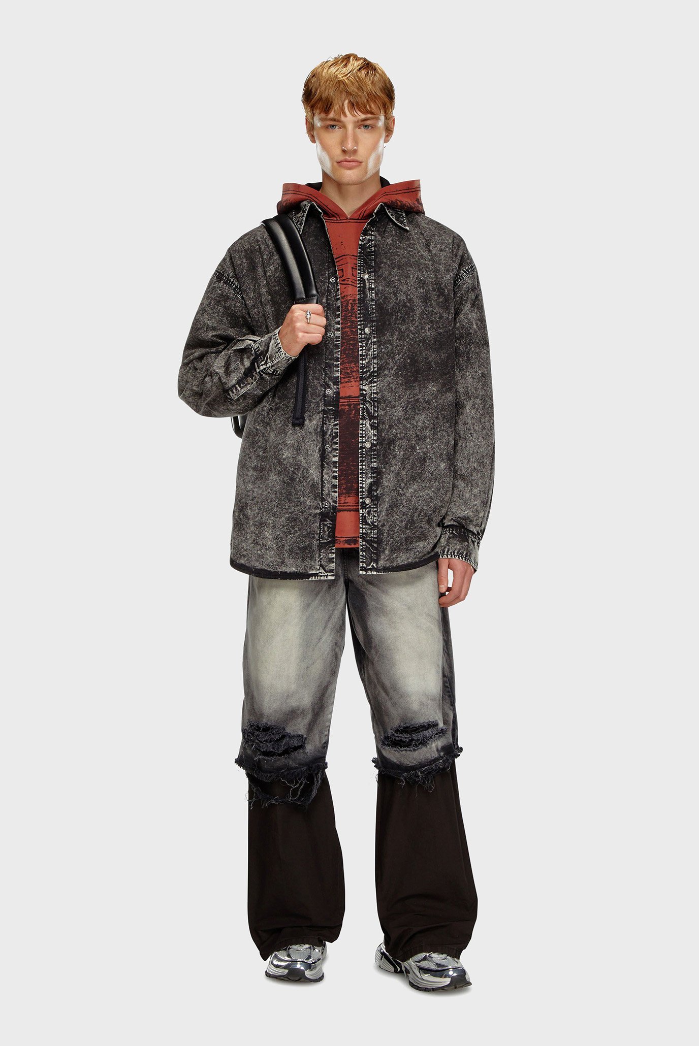 Мужская черная рубашка S-VEKEN CAMICIA 2