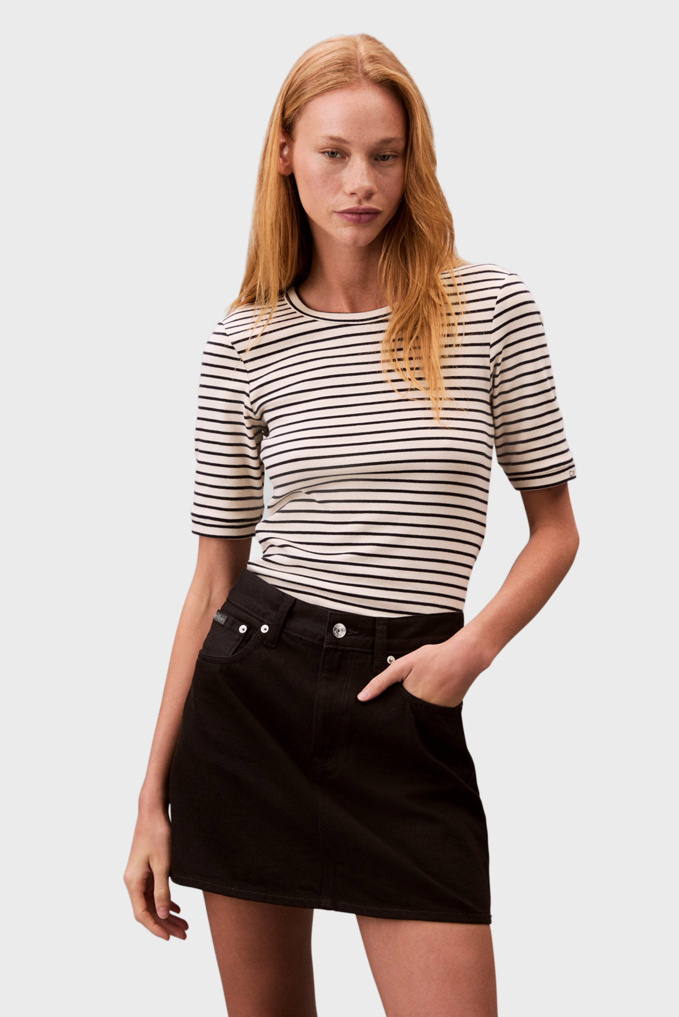 Футболка/SS Stripe Cotton RIB Tee 1