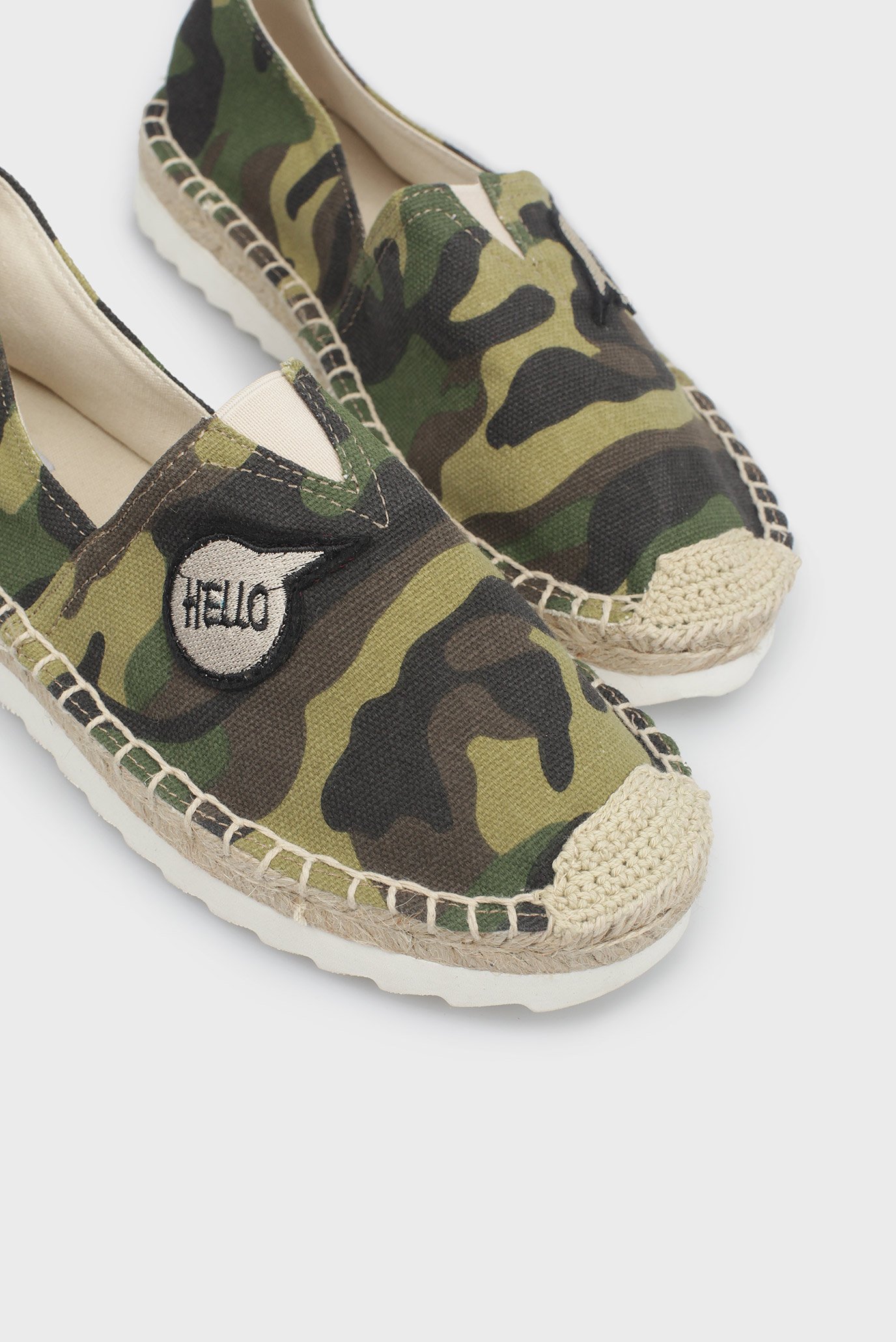 Женские зеленые камуфляжные слипоны 5