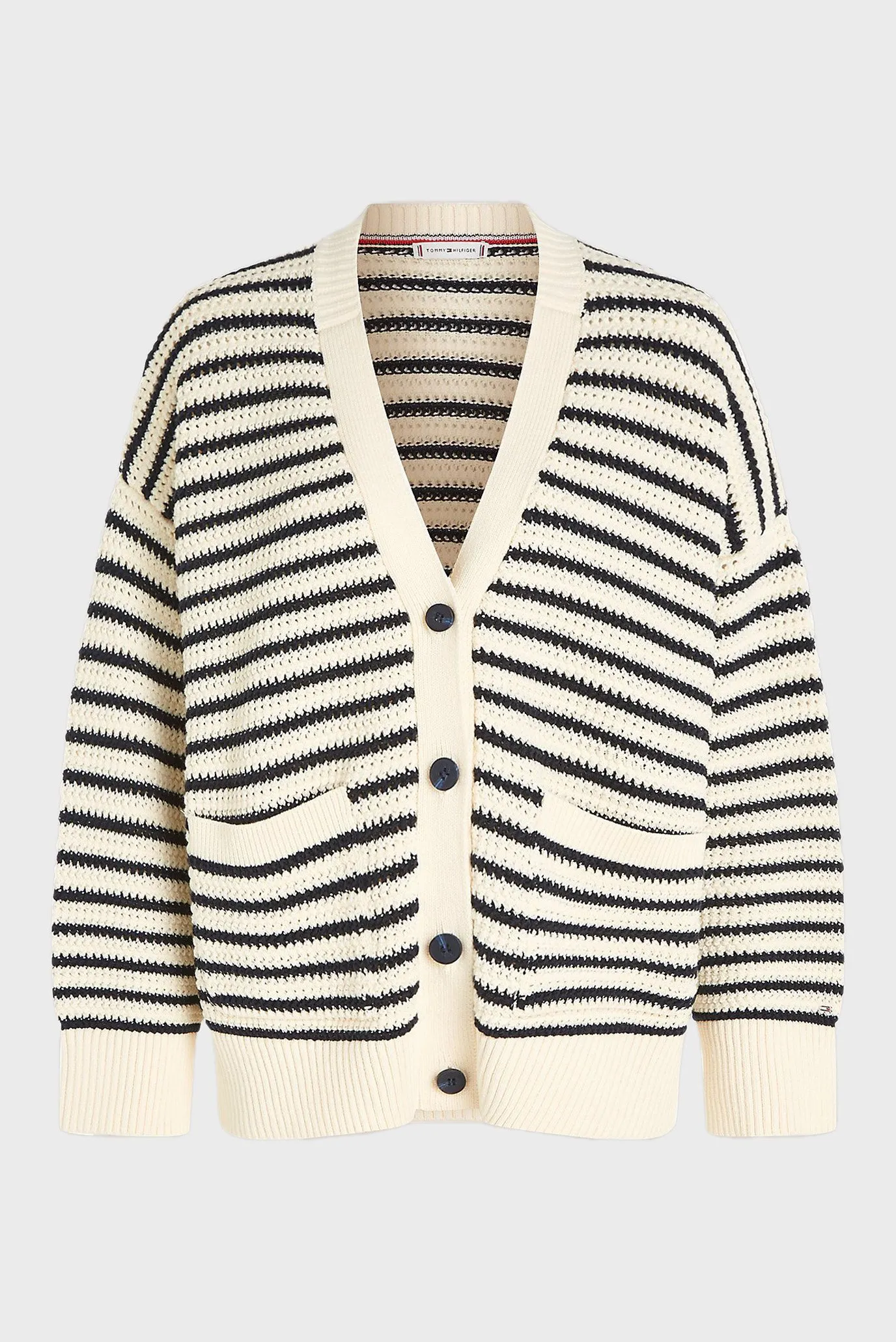 Женский кардиган в полоску CROCHET STP BOXY V-NK 5