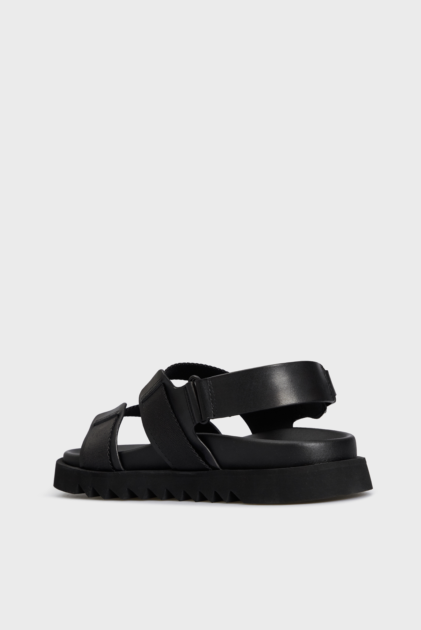 Мужские черные кожаные сандалии 10