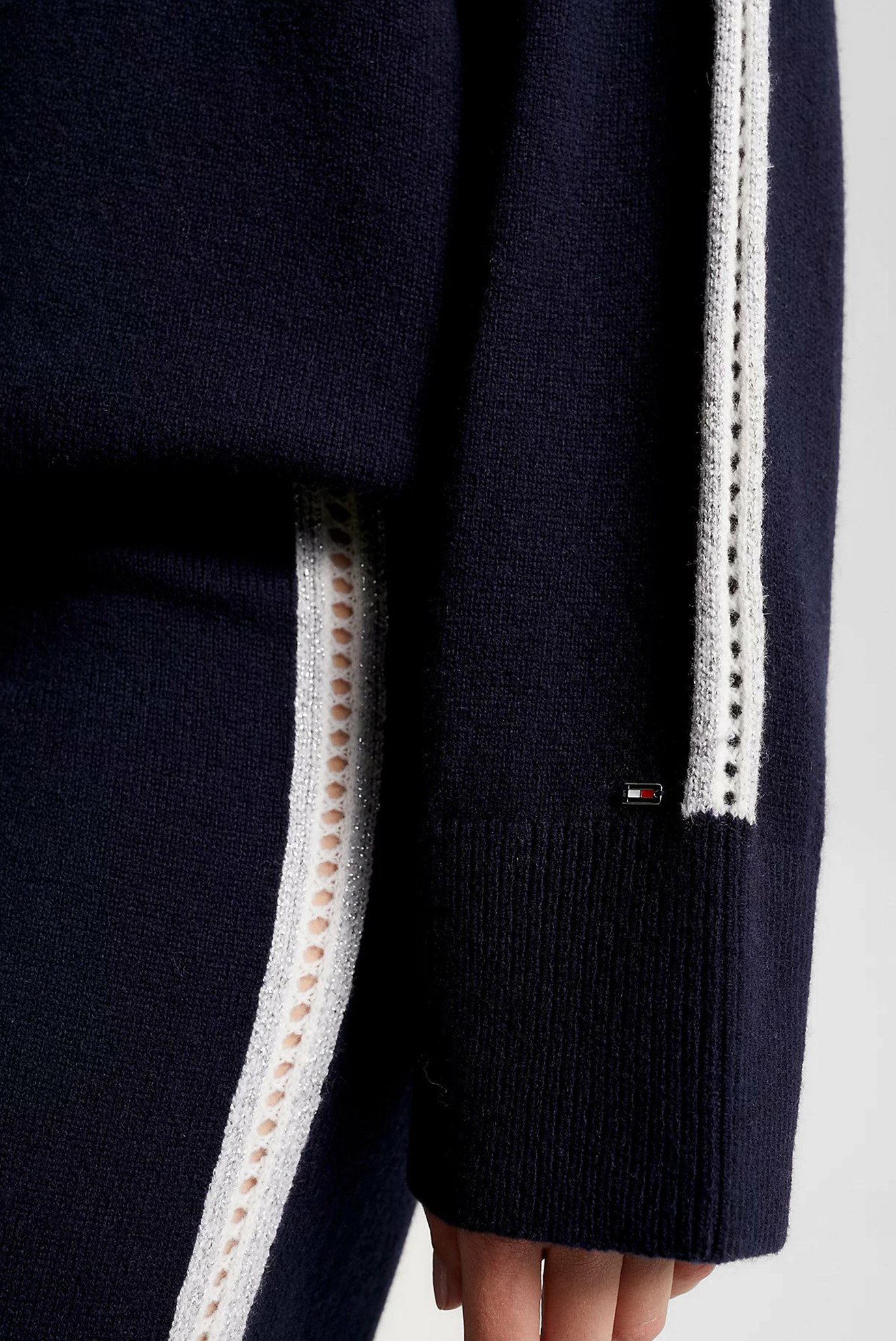 Женский темно-синий шерстяной свитер POINTELLE STRIPE 4