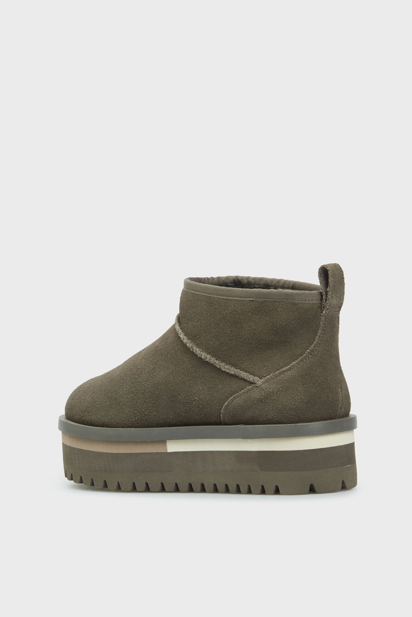 Женские серые замшевые угги TJW SUEDE FLATFORM  BOOT 5
