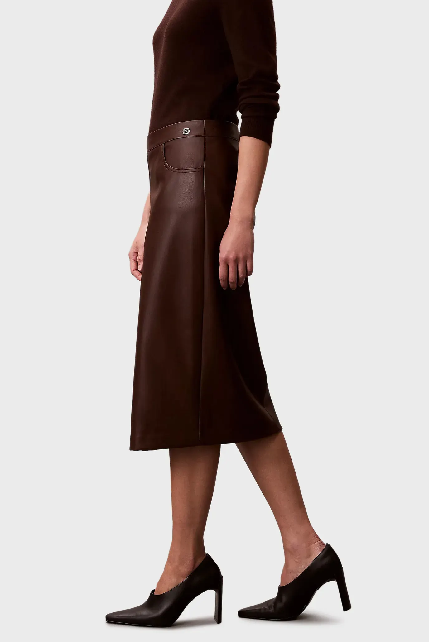 Юбка Faux Leather Midi Skirt 1
