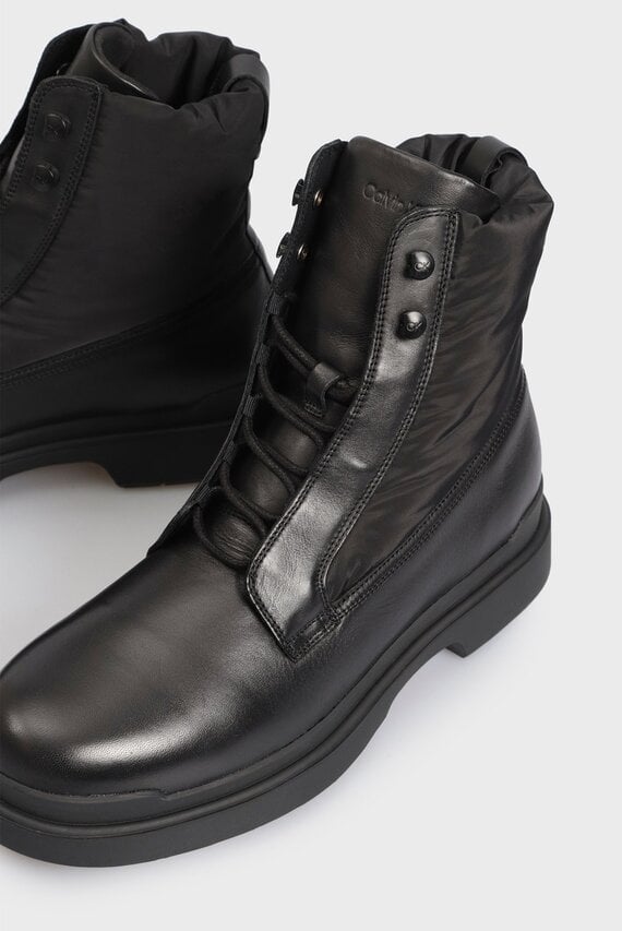 Мужские черные кожаные ботинки LACE UP BOOT MIX