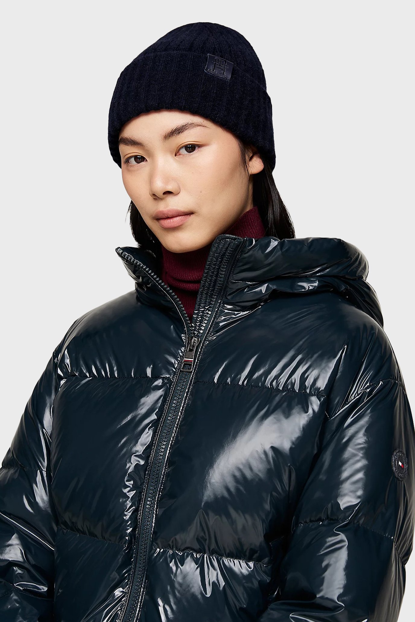 Женская темно-синяя шапка TH FLUFFY BEANIE 2