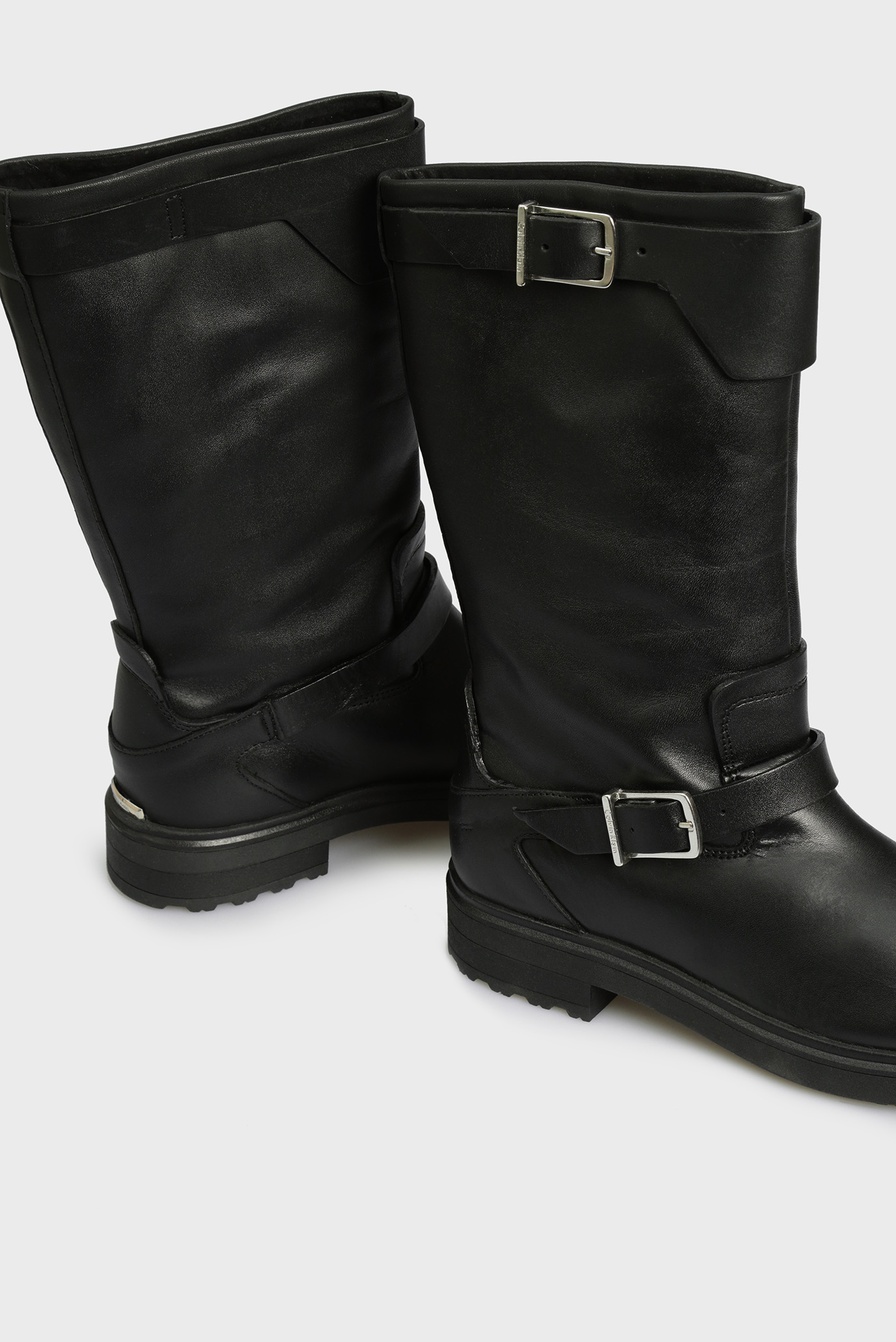 Женские черные кожаные сапоги 5